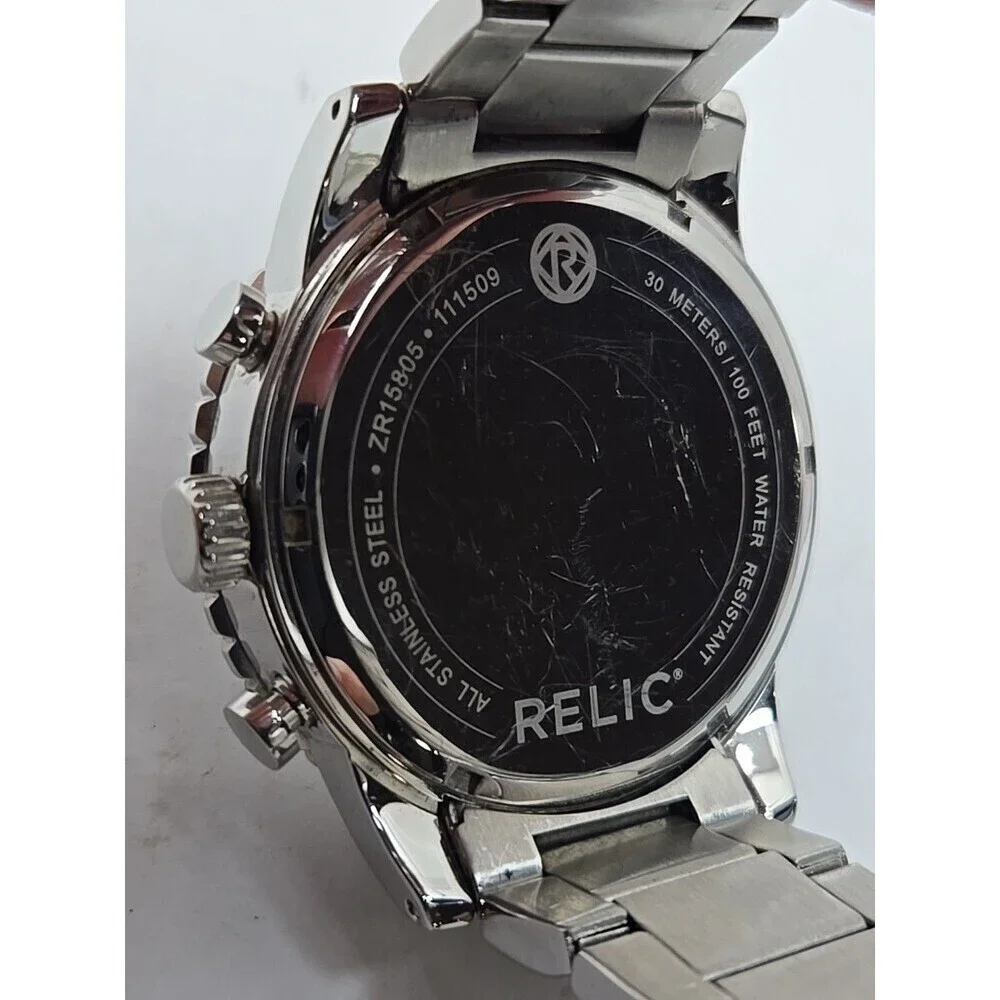 Mens Relic by Fossil Jordan Watch ZR15805 Blue Dial Multifunction New Battery - Picture 11 of 11